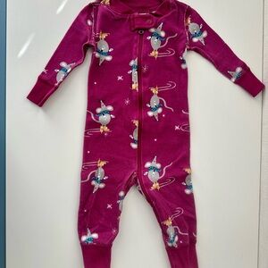 Hanna Andersson Magenta Ice Skating Mice Zip Pajamas